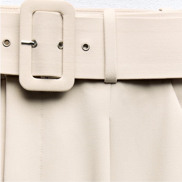 Zara Women’s High Waisted Trouser w/ Fabric Covered Belt. Small. Cream. EUC. - Picture 7 of 10